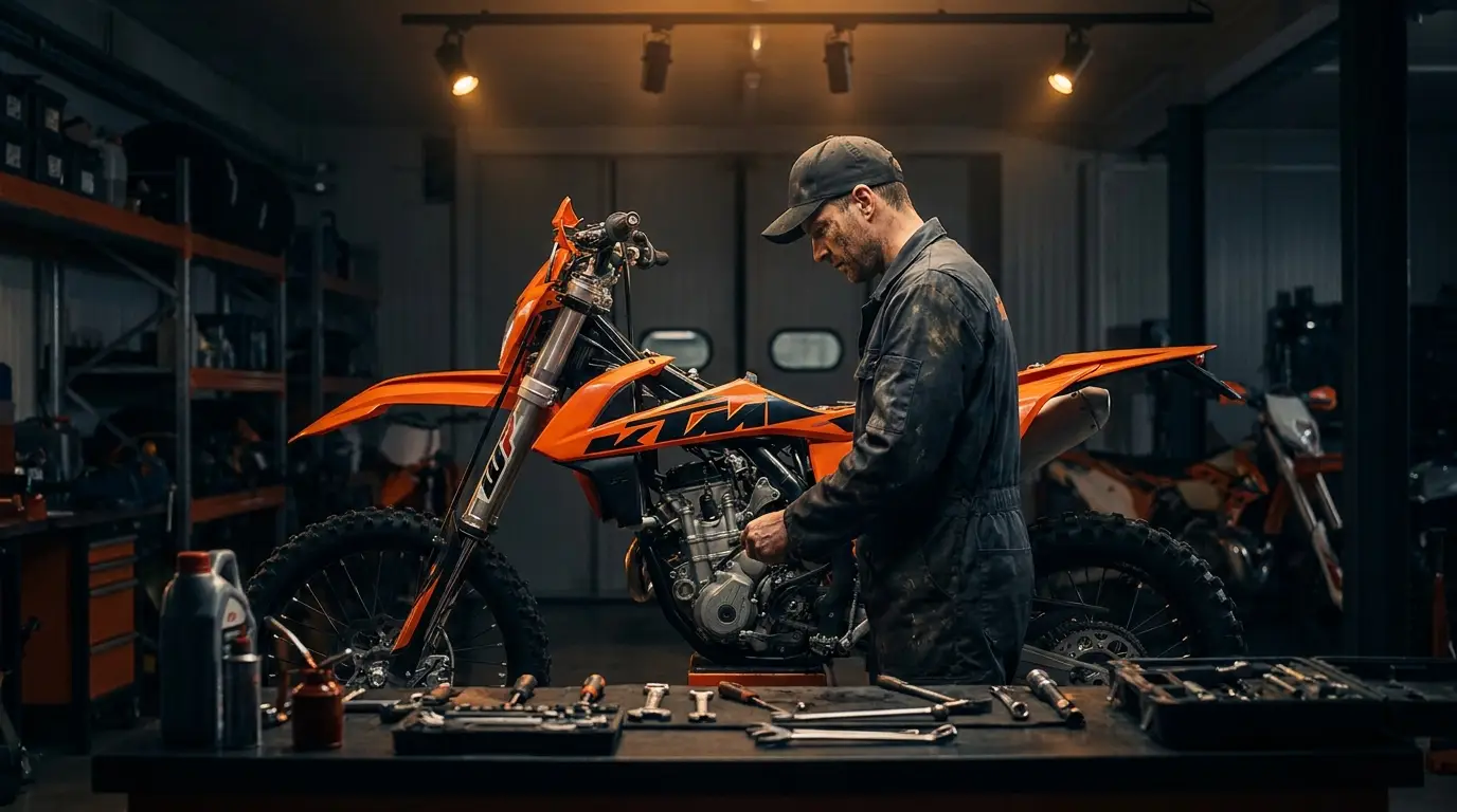 Mecánico EnduroPro trabajando en moto